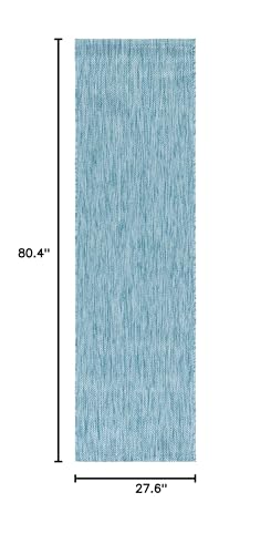 SAFAVIEH Courtyard Outdoor Runner Rug 2'3"x6'7", Modern Aqua CY8520-37122 - color: Aqua, size: 2'3" x 6'7" (Runner)