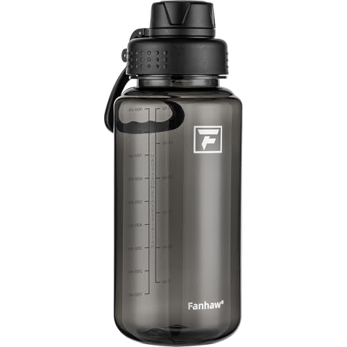 Fanhaw 32oz Clear Plastic Water Bottle with Fast-Flow Lid, Black - color: Black