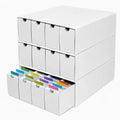 MTG Card Storage Box, Cardboard Trading Card Box W/ Dividers for Sports TCG - color: White-12 drawers/3 Sets