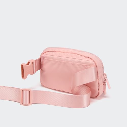 Pander Nylon Fanny Pack for Women, Two-Way Zipper Crossbody Bag - color: Mono Pink