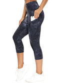 THE GYM PEOPLE Women's Thick High Waist Capris Yoga Pants Workout Leggings - color: Black/Dark Grey/White, size: X-Large