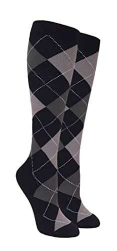 COUVER Unisex Graduated Athletic Compression Socks - color: Argyle Black / Grey, size: Small-Medium