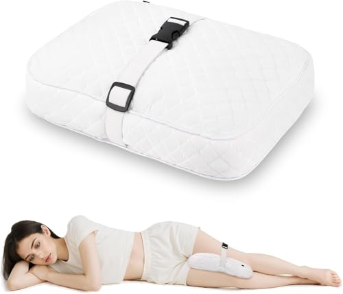 Knee Pillow with Soft Strap for Side Sleepers, Grid - White - color: Grid - White