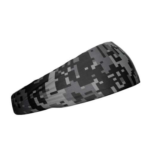 40+ Designs! Unisex Headband/Sweatband. Best for Sports, Fitness, Working Out, Yoga. Tapered Design - color: Black Digi Camo