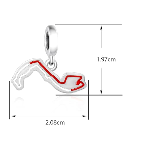 F1&Famous Race Racetrack Charm for Bracelet Necklaces, S925 Sterling Silver Charms, UK Brazil Spain Race Track Charms Jewelry Racing Souvenirs Gift - color: Race Racetrack Q4093