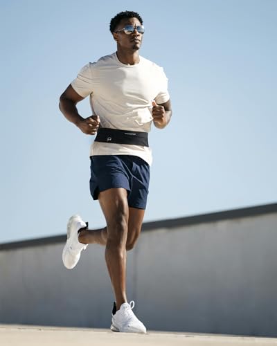 WATERFLY Running Belt Fanny Pack: Slim Lightweight Waist Bag for Runners - color: Black