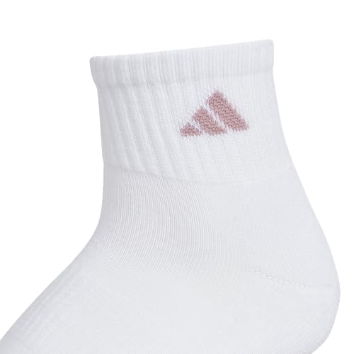 adidas Women's Athletic Cushioned Quarter Ankle Socks 6 Pairs - color: Magic Mauve Purple/White/Clear Onix Grey