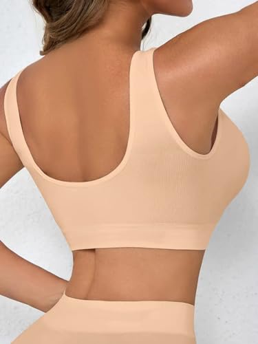 Boolavard Women's Seamless Sports Style Bra Crop Top Vest Stretch Shapewear - color: Black, White & Nude, size: Small