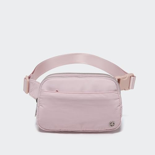 Pander Nylon Fanny Pack Belt Bag for Women with 5 Zipper Pockets - color: Pink