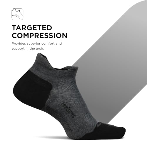 Feetures Elite Max Cushion No Show Tab Ankle Sock - color: New Gray (3 Pair), size: Small