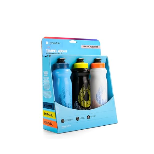 HydraPak Tempo 3-Pack Bottle Running Water Bottle (400ml) - size: 400 ml (Pack of 3)