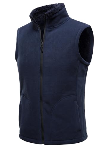 HOOD CREW Mens Fleece Vest with Zipper Pockets - color: Navyblue, size: 3X-Large