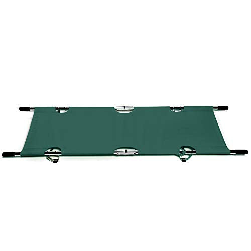 Folding Stretcher Made from Top Grade Aluminum Alloy Gurney Stretcher with Heavy Duty Handles Medical Stretcher with Rubber Feet Portable Stretcher for Patient Transport (Green) - color: Green Sage