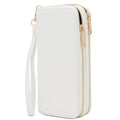 FashionPuzzle Double Zip Around PU Leather Wristlet Cell Phone Wallet - color: White