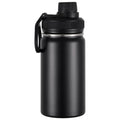 Wide Mouth Insulated Sports Water Bottle,Double wall Stainless Steel Vacuum flask with Leakproof Lid (Black, 12 Ounces) - size: 12 Ounces