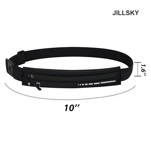 Slim Waterproof Fanny Pack Belt Bag for Women & Men – Bounce-Free Adjustable Running Belt, Lightweight Phone Holder Waist Pouch for Jogging, Workout, Travel, Money Belt-Black