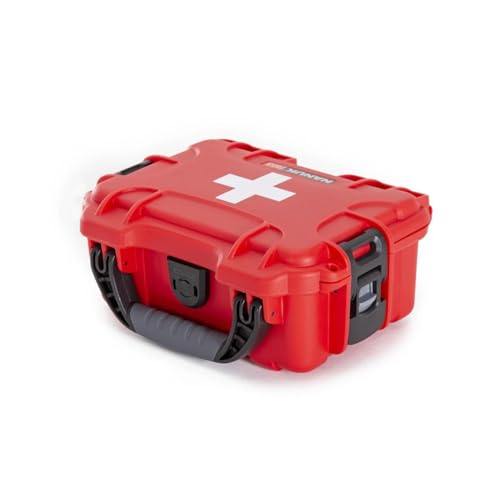 NANUK 903 - Small Waterproof First Aid Kit 78pcs – Pre-Stocked First Aid Emergency Kit with Bandages, Tick Removal Tool, and More – Dustproof, Impact-Resistant, Floats (7.4" x 4.9" x 3.1") – Red - size: 903 First Aid Kit – 90 Pcs