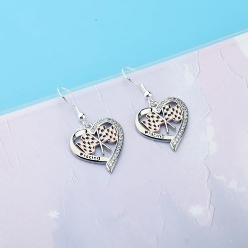 Checkered Flag Racing Earring Checkered Flag Gift Racing Race Car Gifts for Racers Fans Checkered Flag Dangle Drop Earrings