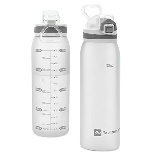 30oz Tritan Water Bottle with Time Marker, 1-Pack, Aqua White - color: Aqua White