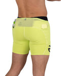 FlipBelt Men's Running Compression Shorts with Built-in Running Belt - color: Elite Neon Lime, size: Large
