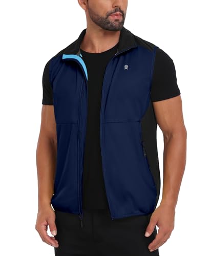 Little Donkey Andy Men's Softshell Vest Lightweight Windproof Waterproof - color: Reflective Blue, size: Large