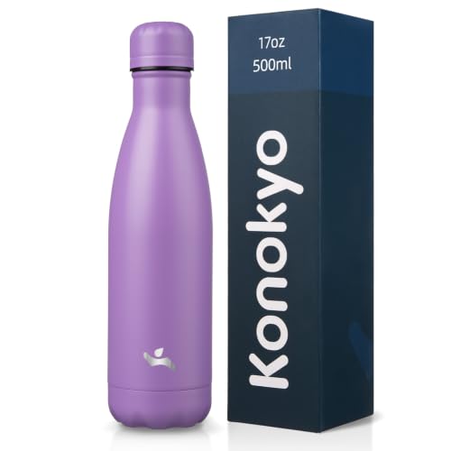 Konokyo 17 oz Insulated Stainless Steel Water Bottle, Lavender - color: Lavender, size: 17 Ounces