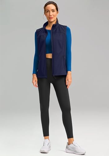 Soothfeel Women's Vest with 4 Pockets Lightweight Jacket Hiking Travel - color: Navy Blue, size: Large