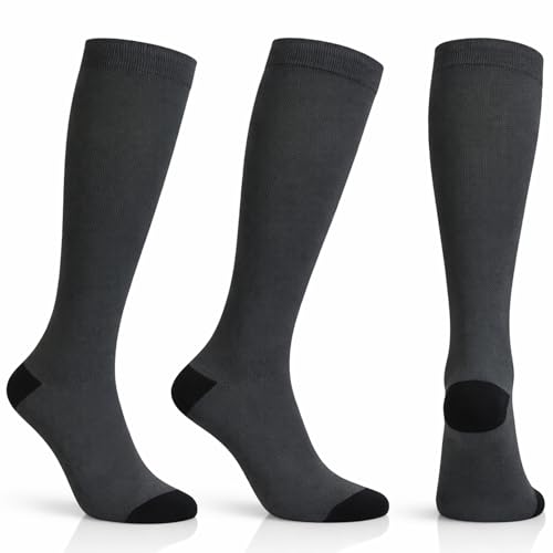 Diamond Star 6 Pairs Compression Socks for Men & Women, Knee High Socks - color: 6 Pairs Charcoal