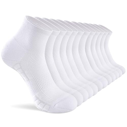 Ankle Socks Women White Black, 6/12 Pairs Running Quarter Socks - color: 6 White, size: 5-8