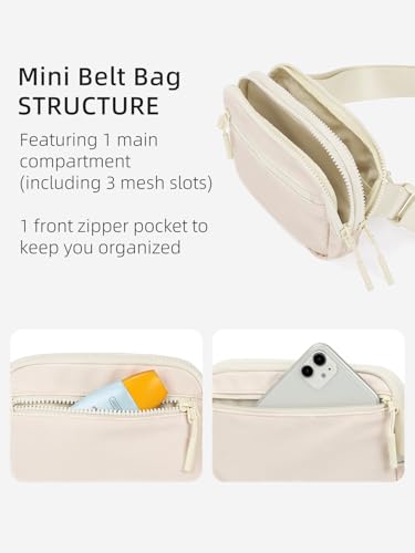 WESTBRONCO Fanny Packs for Women Men, Belt Bag with 4 Zipper Pockets, Fashion Waist Packs, Lightweight Crossbody Bags with Adjustable Strap for Workout/Running/Hiking (Beige) - color: Beige