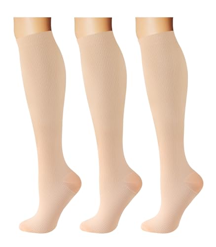 Breslatte Compression Socks for Women Men 15-20 mmHg - color: 3s4 3nude 2, size: Large-X-Large