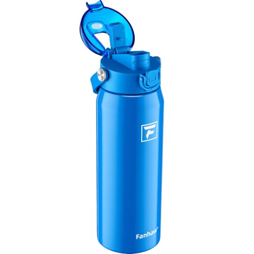 Fanhaw 24oz Stainless Steel Water Bottle with 2-in-1 Lid, Sky Blue - color: Sky Blue