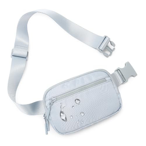 WESTBRONCO Fanny Packs for Women Men, Belt Bag with 4 Zipper Pockets, Fashion Waist Packs, Lightweight Crossbody Bags with Adjustable Strap for Workout/Running/Hiking (Light Grey) - color: A-Light Grey