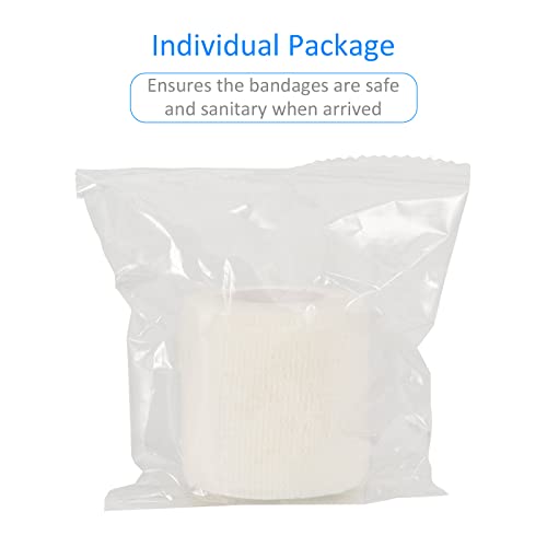 24Pcs Self Adherent Cohesive Bandages Wrap Self Adhesive 2 in White - color: White, size: 24Pcs