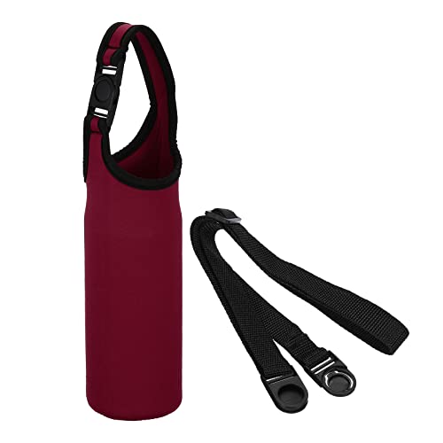 PATIKIL Water Bottle Sling Bag, Neoprene Portable Insulated Bottle Holder Carrier with Removable Adjustable Shoulder Straps - color: Wine Red
