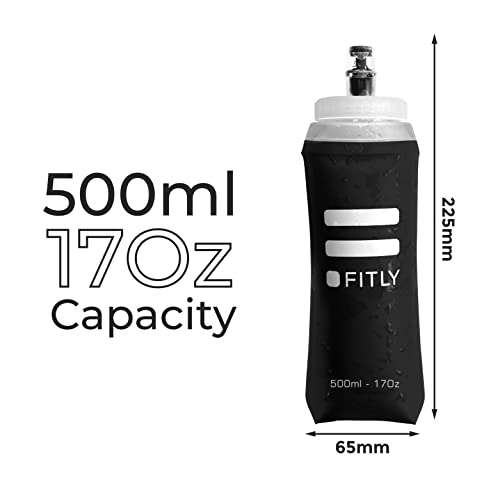 FITLY Soft Flask Running Water Bottle - Collapsible Hydration Flask - 17 oz