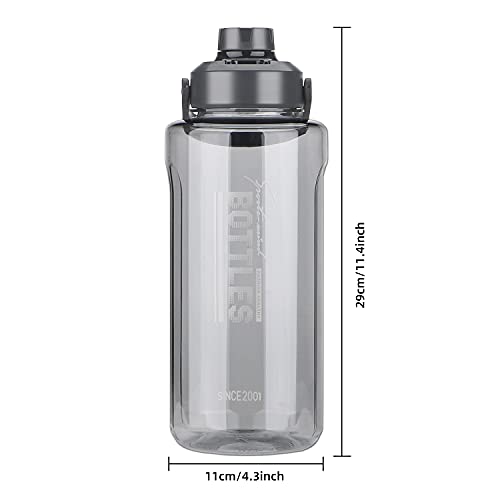 2L/64oz Grey Half Gallon Water Bottle with Handle for Gym & Outdoors - color: grey