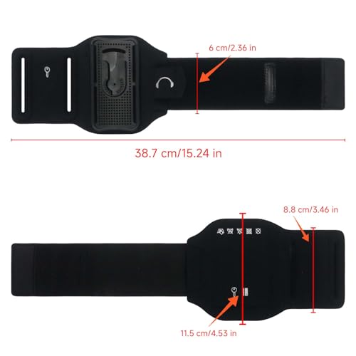Wristband Phone Holder for Running, 360°Rotation & Detachable Sports Armband with Key Holder for iPhone 16/15/14/13/12/Pro/Pro Max/XS/XR/X/8/7/6/Plus, Fits 4.5-7 Inch Smartphones (Grey) - color: Grey