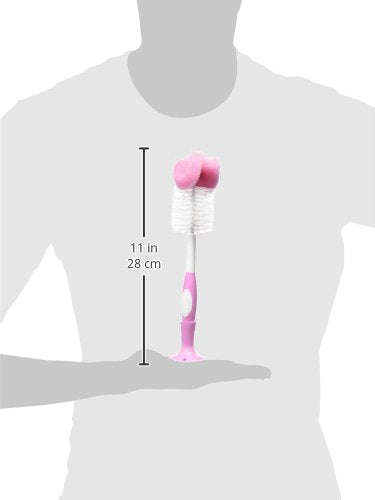Dr. Brown's Reusable Sponge Baby Bottle Cleaning Brush with Suction Cup Stand and Nipple Cleaner, BPA-Free, Pink, 12-Pack - color: Pink Bottle Brush, size: 12-Pack