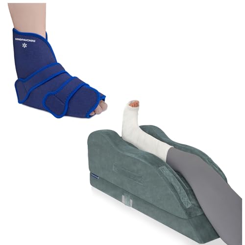 KingPavonini Adjustable Leg Elevating Pillow and Ankle Foot Ice Pack Wrap
