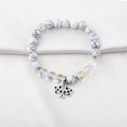 BNQL Racing Flags Bracelet - Car Racer Gifts, Race Day Charm Bracelet
