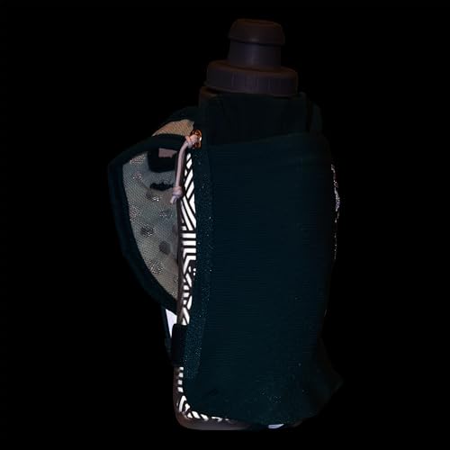 Nathan SpeedDraw 2 Insulated Handheld Running Water Bottle Flask – Double-Wall Insulation, Ergonomic Grip, Blast Valve Cap, Phone & Key Storage Pockets, Reflective Design, 12oz Insulated - Deep Teal - color: 12oz Insulated - Deep Teal
