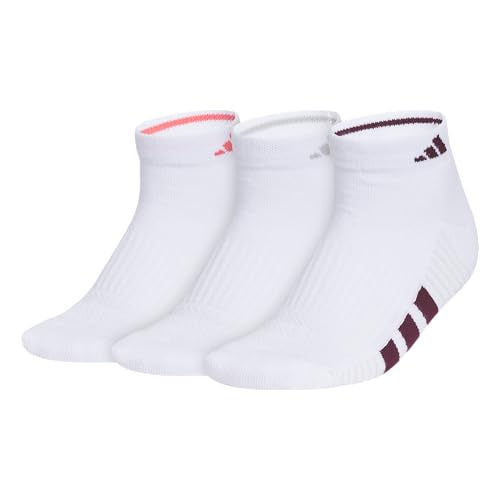 adidas Women's Cushioned Socks 3 Pairs - color: White/Pure Turbo Pink/Clear Onix Grey/4.0/Low Cut, size: Medium, style: Low Cut