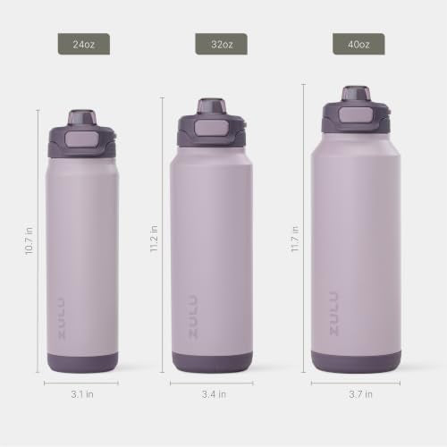 ZULU Powerfill Pro 24oz Stainless Steel Sip or Chug Water Bottle, Amethyst - color: Amethyst, style: 24oz