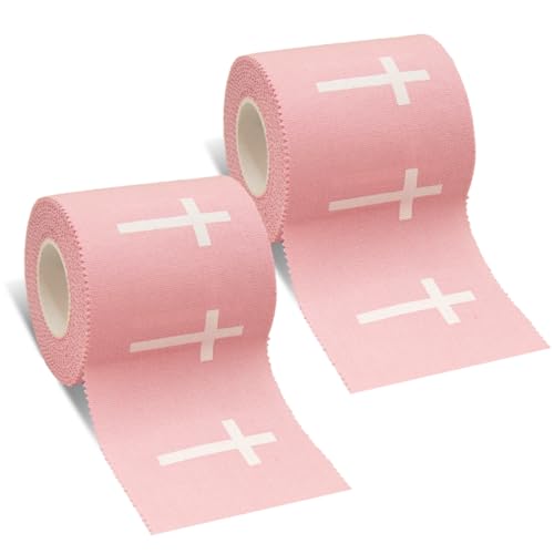 2 Pcs Cross Tape Christian Athletic Tapes Religious Sport Pink Wrist Tape - color: 2 Pack Pink - Cross, size: 2 inches