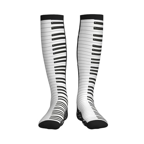 Compression Socks, Unisex 15-20 mmHg Knee High Support Socks - color: Piano Music