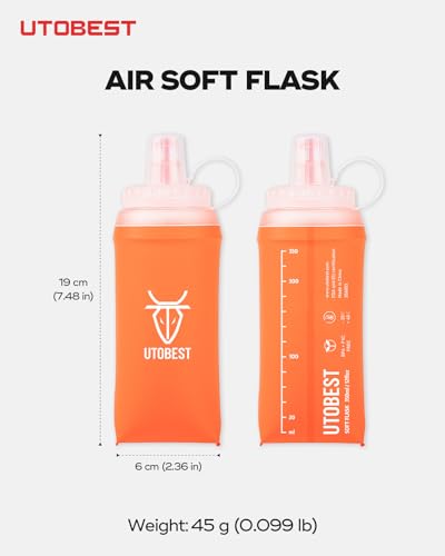 UTOBEST Soft Flask 350ml*2, Collapsible Hydration Water Bottle - color: Orange-350ml*2-40mm