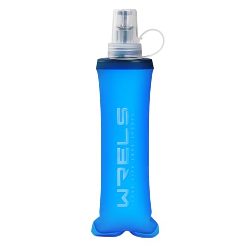 WRELS Soft Flasks Running Water Flask Folding Soft Water Bottles Small for Outdoor Sports Hiking Hydration Pack 5oz/8oz/17oz(BLUE,8oz) - color: Blue, style: 250ml/8oz