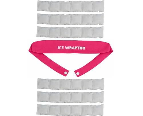 ICE WRAPTOR Cooling Bandana Neck Wrap, Pink+6 Reusable Ice Packs, Snap - size: Pink Wrap + 6 Inserts