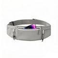 Running Belt Fanny Pack:3 Pocket Waist Bag for Men Women Workout Exercise Fitness Phone Holder Fits All Phones - Runner Marathon Jogging Race Belt with Bib Clip (Grey) - color: Grey